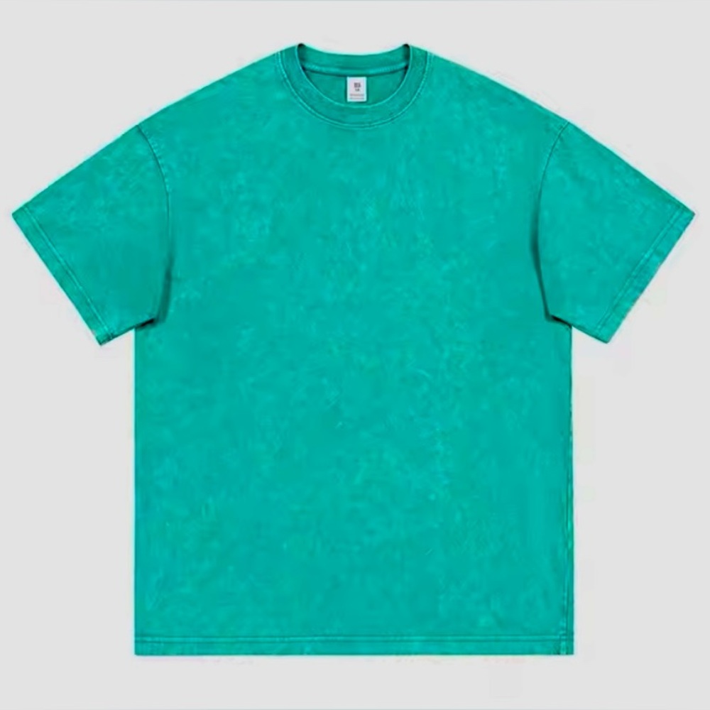GREEN TURQUOISE Unisex Vintage Acid Wash Faded Streetwear Blank Tshirt